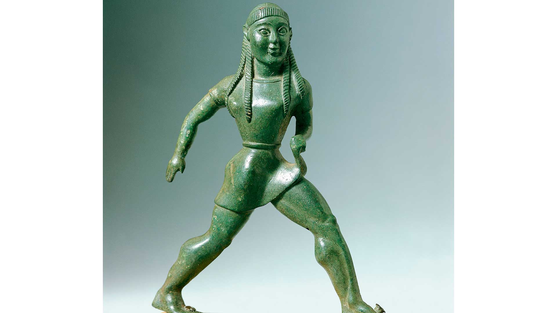 Greek civilization, bronze statue of child running